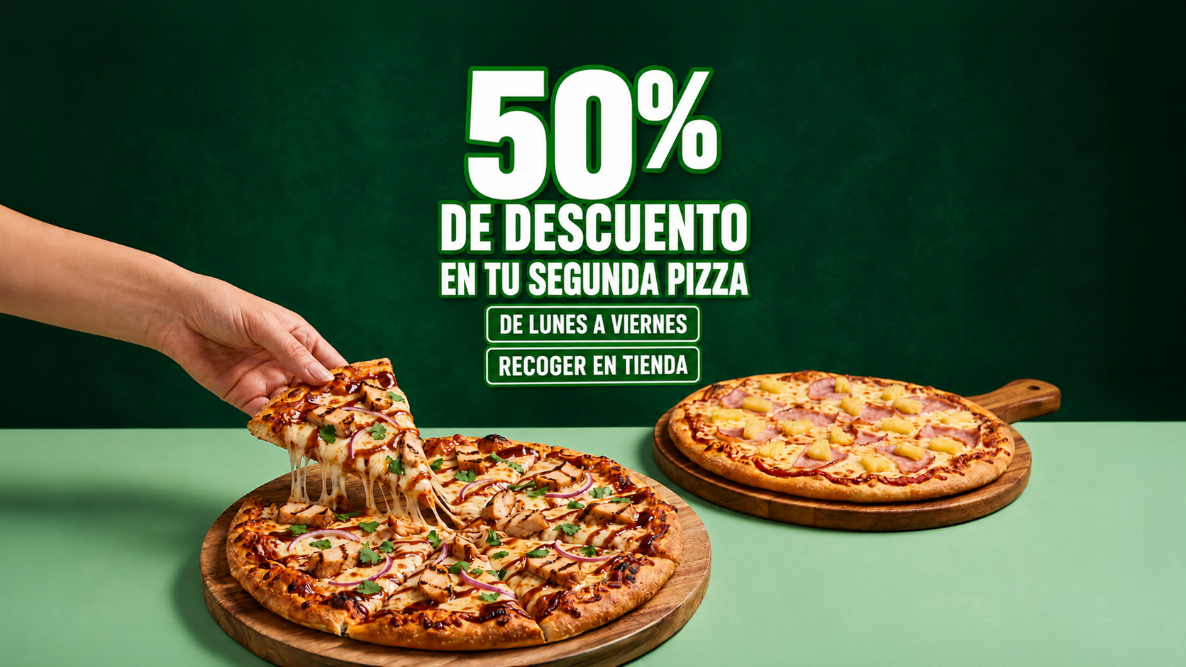 50% EN TU 2ª PIZZA